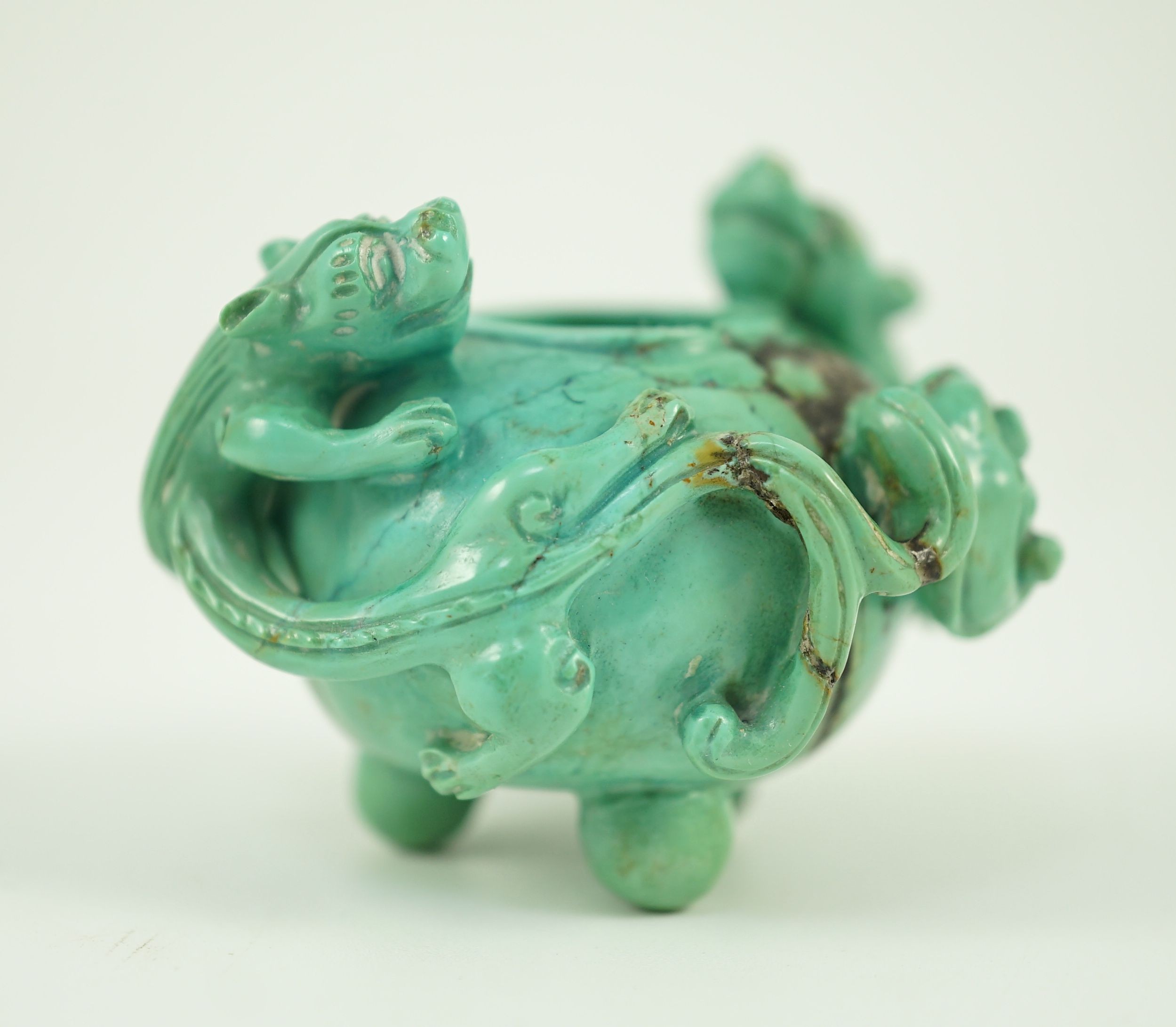 A small Chinese turquoise matrix waterpot, 18th/19th century 5.3 cm wide